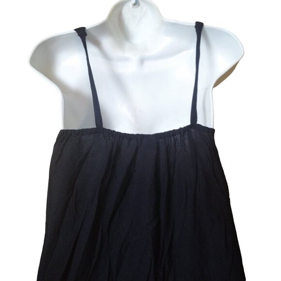 Island Planet Sleeveless Black Floral Maxi Dress With Side Slits Smocked - Picture 4 of 5